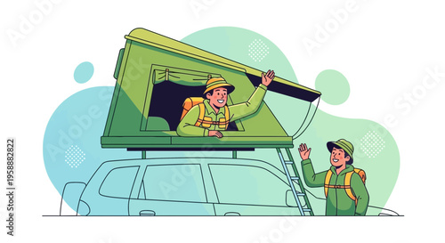 Adventure Awaits With Rooftop Tent Camping And Enthusiastic Travelers