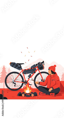 Adventure Bikepacking And Camping Under Forest Canopy Serene Outdoor Escape