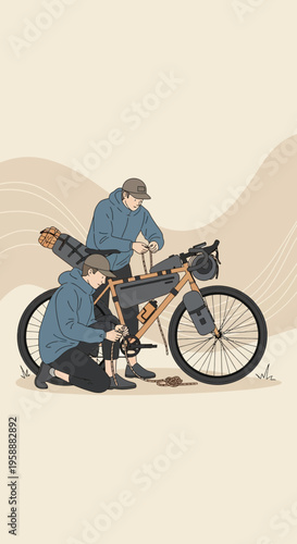 Adventure Bikers Preparing For A Journey Together Outdoors