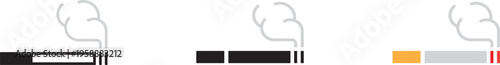 Vector graphic illustration of cigarette icons in various smoking stages shown