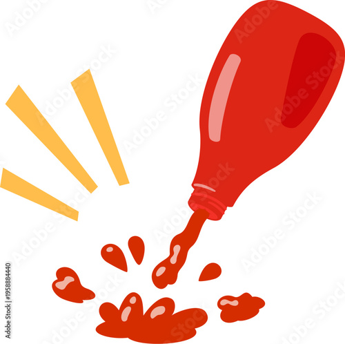 容器から大量に絞り出されるケチャップ