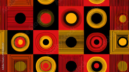 Colorful background with square and circle patterns