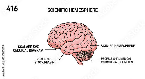 A detailed vector illustration of a human brain with labeled sections for medical and educational purposes