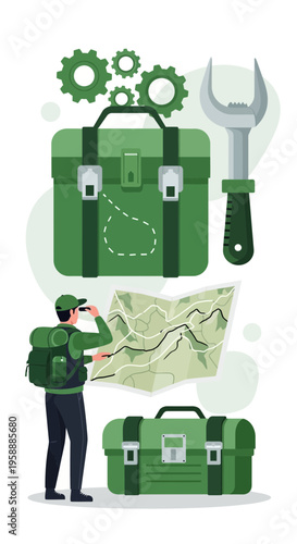 Adventure Expedition Gear And Navigation Tools For Outdoor Exploration