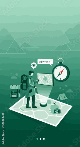 Adventure Explorer Planning A Scenic Journey Using Map And Compass