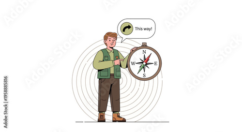 Adventure Guide With Compass Leading The Way