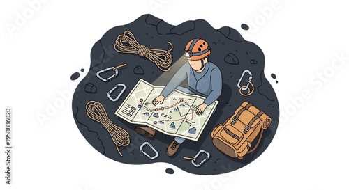 Adventure Planning With Explorer Gear On Rocky Terrain