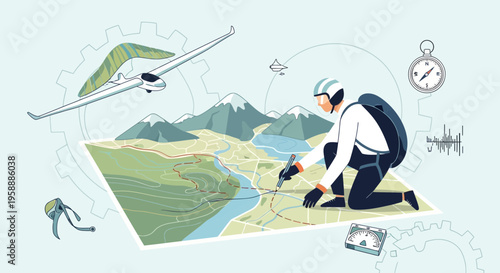 Adventure Planning With Glider And Map