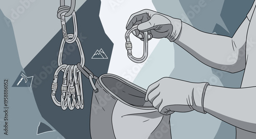 Adventure Preparation Clipping Carabiners Into Chalk Bag