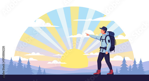 Adventurer Gazing Towards a Bright Future Sunrise Discovery