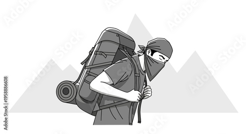 Adventurer Embarks On A Rugged Mountain Expedition