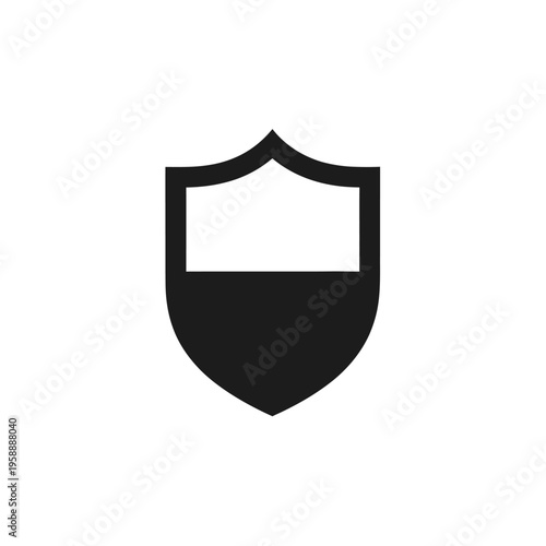 Minimalist black shield icon representing comprehensive digital protection and robust security measures, a clean graphic for web interface and application design