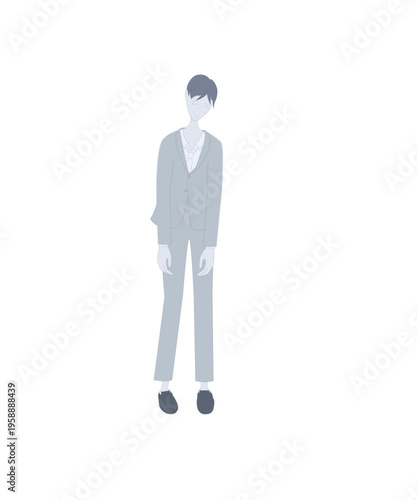 Adult Neutral Figure Standing – Blue-Gray Minimal Illustration