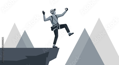 Adventurous Climber Captures Summit Selfie atop Mountain Peak