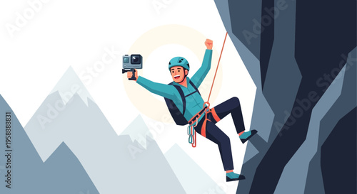 Adventurous Climber Captures Summit Selfie With Action Camera