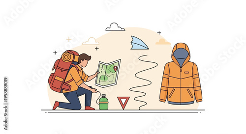 Adventurous Explorer Consulting Map And Gear For Journey