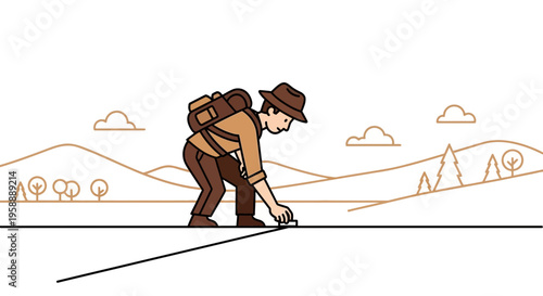 Adventurous Explorer Finds Way Using Map Outdoors Scenic Background