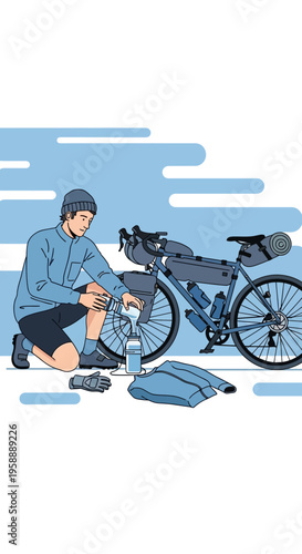 Adventurous Cyclist Prepares Gear For Epic Bike Packing Journey