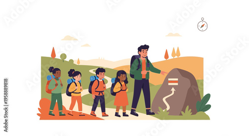 Adventurous Group Embarks On Scenic Mountain Trail Hike