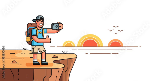 Adventurous Hiker Captures Scenic Sunrise Selfie Moment