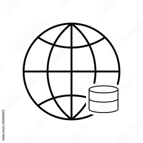 Digital data globe icon representing global network data storage and connectivity