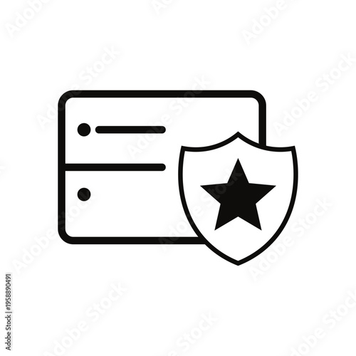 Digital security concept icon representing data protection and service reliability with a shield and star