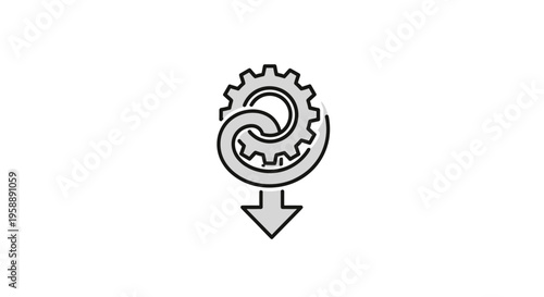 Abstract icon depicting a continuous process, workflow, or system optimization with a downward directional output.