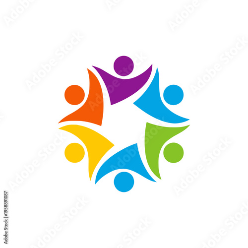 A group of colorful people icons united.