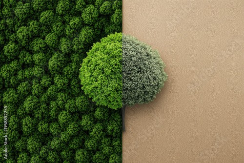 Conceptual brain of green moss representing nature, ecology, and sustainable thought, hopeful idea for conservation