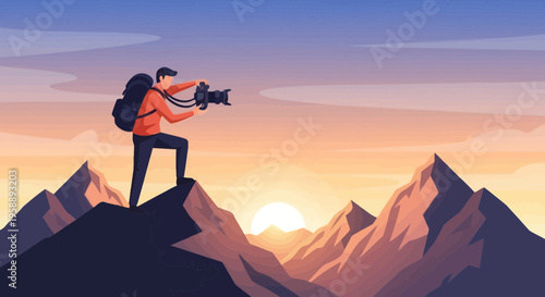 Adventurous Photographer Captures Scenic Mountain Sunrise Vista