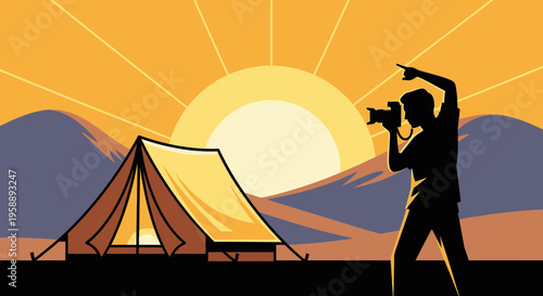 Adventurous Photographer Captures Sunrise Over Mountain Campsite