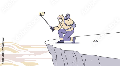 Adventurous Traveler Captures Selfie Moment On Dizzying Mountainous Cliff Edge