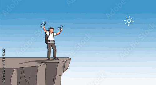 Adventurous Traveler Captures Summit Selfie With Expansive Sky View