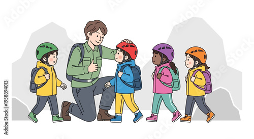 Adventurous Youth Outdoors With Instructor