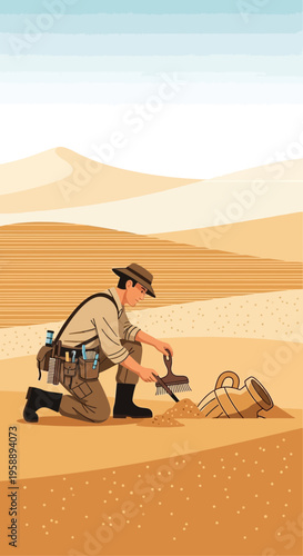 Archaeologist Unearths Ancient Artifacts During Desert Excavation Discovery