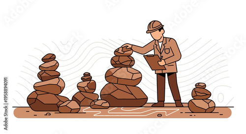 Architect Balancing Stacked Stones For Project Planning And Development