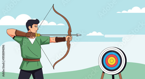 Archer Aims for Precision Victory in Target Competition