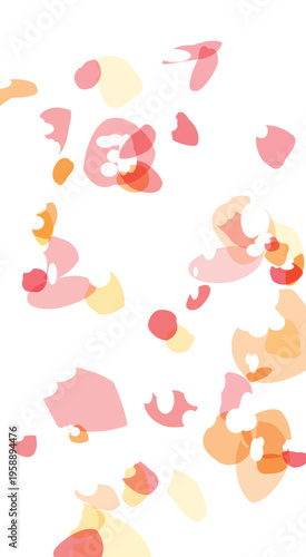 Abstract organic shapes and translucent blobs scattered in a lighthearted pattern in pastel colors with playful negative space for graphic design