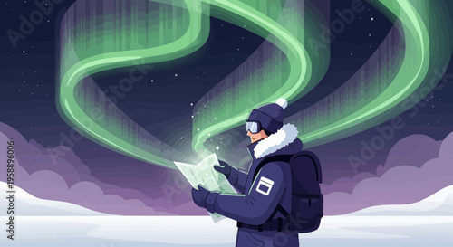 Arctic Explorer Navigates Underneath The Mesmerizing Aurora Borealis