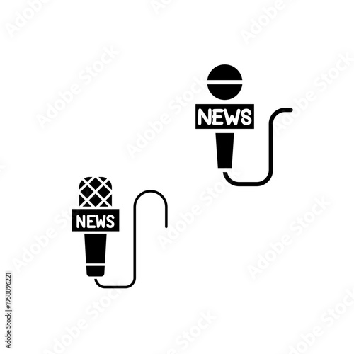 News Microphone Icon Set Journalism Media Interview Minimal Design