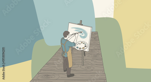 Artist Creates Masterpiece On Scenic Wooden Pier