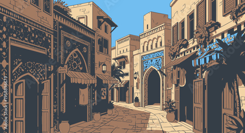Middle Eastern architecture old city street desert town
