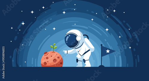 Astronaut Nurturing A Sprout On A New Planet