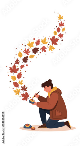 Artist Crafts Autumnal Wonders with Nature's Palette