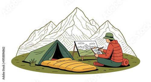 Artistic Retreat Amidst Majestic Peaks Capturing Nature's Grandeur