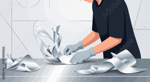 Artist Crafting Futuristic Sculptures From Shiny Metallic Materials With Precision