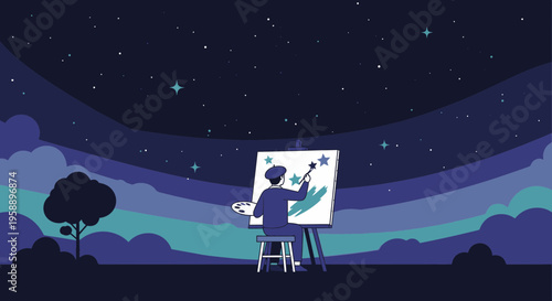 Artist Creates A Celestial Masterpiece Under A Starry Night Sky