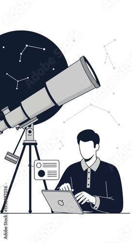 Astronomy Observation With Digital Technology And Celestial Maps