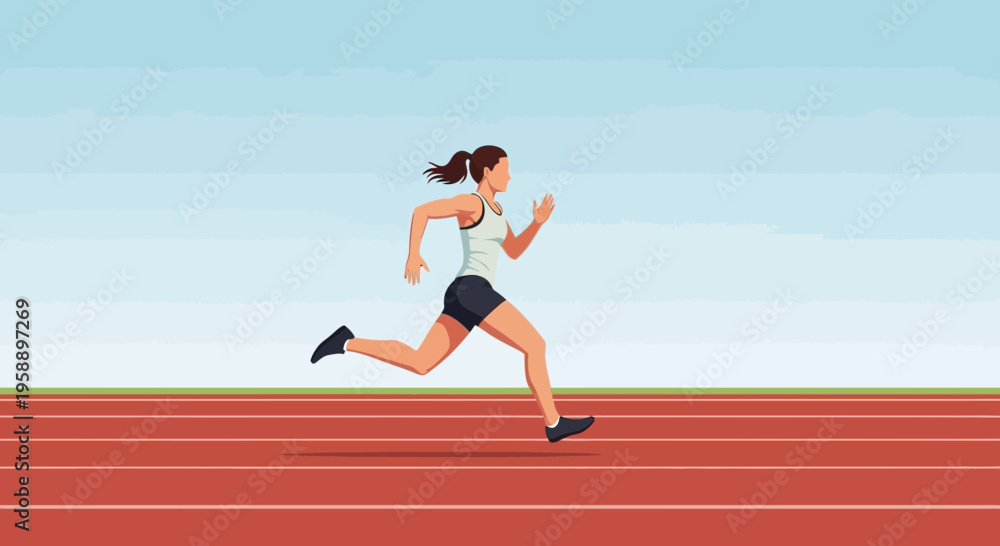 Fototapeta premium Athletic Woman Sprinting On Track With Determination And Focus