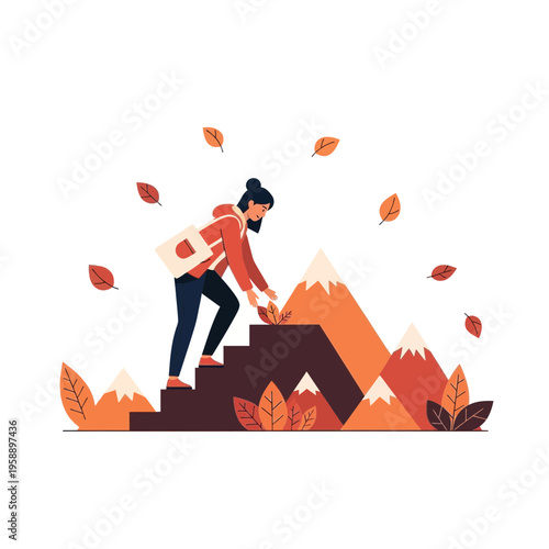 Autumn Ascent Journey Towards Mountain Peaks
